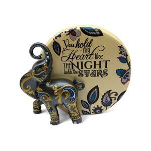 HAMILTON COLLECTION Elephant You Hold My Heart Gray and Cream 5" Figurine